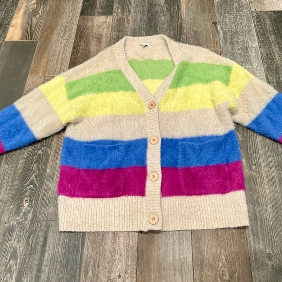 Anthropologie Moon River Women Cozy Soft Block Stripe Cardigan Sweater Size M - Picture 9 of 15